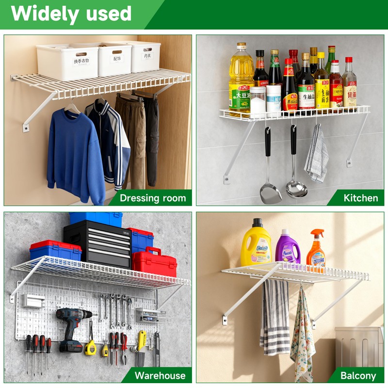 12 Inch Wire Shelving Support Bracket, 6 Pack Metal Closet