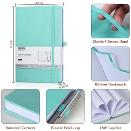 POPRUN A5 Lined Journal Notebooks, Leather Hardcover Thick Notebook for Writing, Business Work, Travel, School, College, 5.5 x 8.3 inch, 240 Pages Classic Ruled Journals Notepad, Black