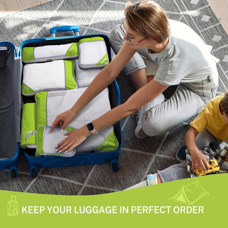Gonex Compression Packing Cubes, 6 PCS Travel Luggage Packing Organizers