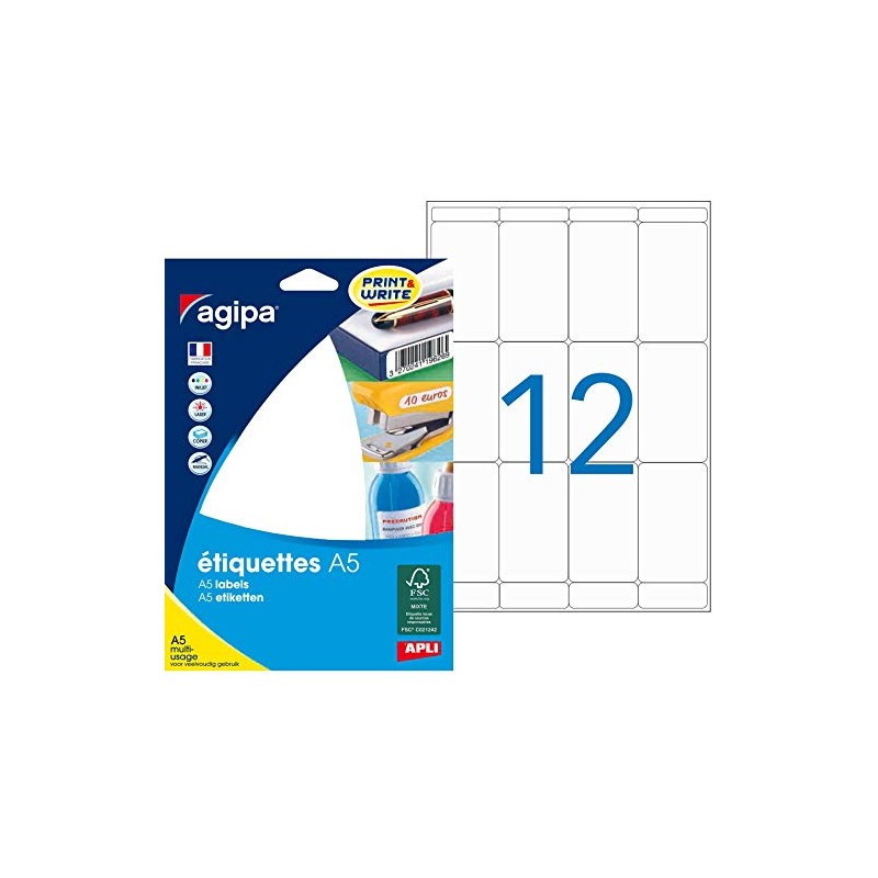 agipa 114086 Universal Labels 56 x 34 mm White