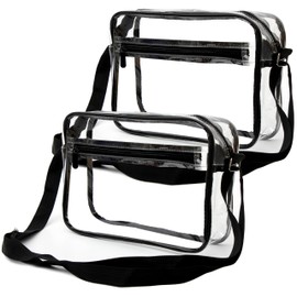 Youngever Clear Messenger Bag, Stadium Approved Clear Bag, Adjustable Cross-Body Strap Clear Plastic Bag (2 Pack)