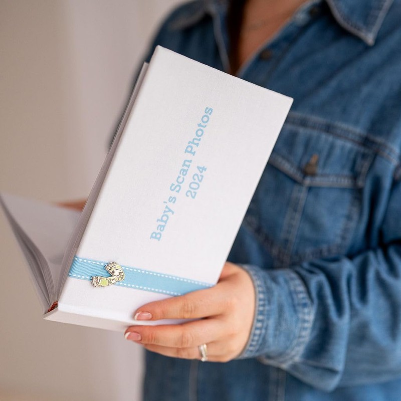 Baby's Scan Photos 2024 - Photo Album with Stitched Blue