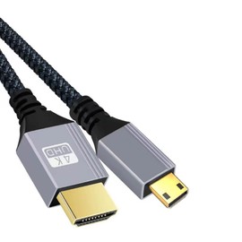 CAMKOO Mini HDMI to HDMI Cable 6.6FT,for HDTV, Tablet, Camera and Camcorder [Aluminum Shell, Nylon Braided] (4K 60Hz) High Speed HDMI to Mini HDMI Male Bi-Directional 2.0 Cord