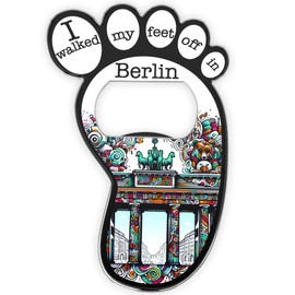 United1871 Berlin Fridge Magnet Bottle Opener - Metallic Footprint Magnet with Integrated Bottle Opener - Berlin Souvenir Magnet for Fridges and Magnetic Boards