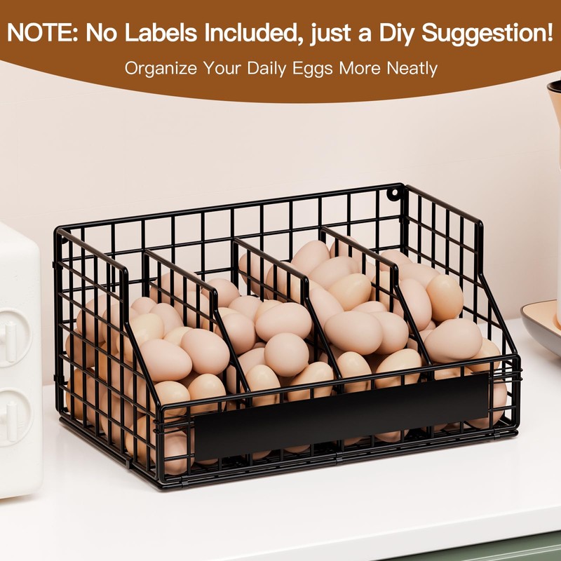 Egg Holder Countertop with 3 Dividers & Labels, 1 Tier