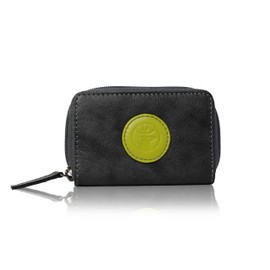 FINEPELTS RFID Blocking 12 Slot Credit Card Holder Wallet Real Leather Multi Card Organizer Wallet with Zipper (Green)