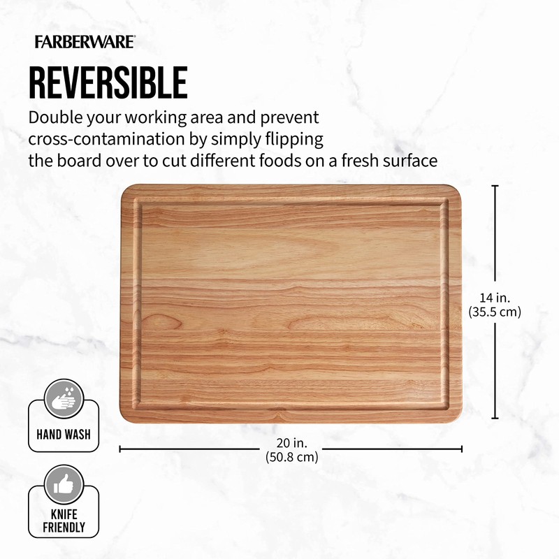 Farberware Extra-Large Cutting Board with Perimeter Juice Trench, Reversible Chopping