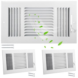 Wesiti 2 Pcs 12 x 6 Inch Vent Covers for Home Ceiling HVAC Sidewall Air Register 3 Way Vents Wall Register Solid Steel Manual Adjuster for Home Bathroom Toilet Office(White)