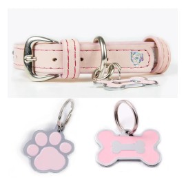 Collar Piel Perro Lujo Con Placa De Identificación Grabada