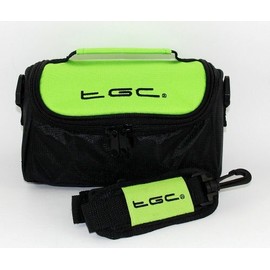 TGC ® Camera Case for Panasonic Lumix DMC-LC40B with shoulder strap and Carry Handle (Electric Green & Black)