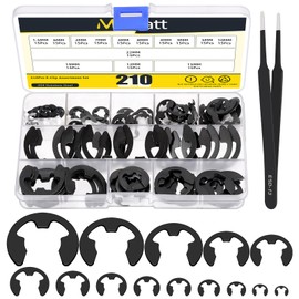 Mardatt 211Pcs 14 Sizes E-Clips Assortment Set, E-Clip Circlip External Retaining Rings - 1.5mm, 2mm, 3mm, 4mm, 5mm, 6mm, 7mm, 8mm, 9mm, 10mm, 12mm, 15mm, 19mm, 22mm (Black)