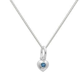 Sterling Silver & Aquamarine CZ March Birthstone Crystal Heart Necklace 16 – 55,8 cm