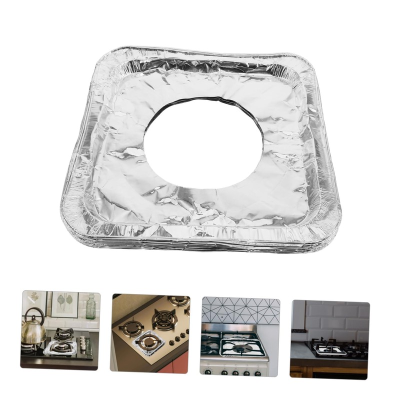 Operitacx 10Pcs Gas Stove Burner Liners Thickened Aluminum Foil Protectors