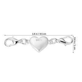 NUOBESTY 2 Pcs Heart Shaped Magnetic Chain Clasp Heart Magnetic Buckle Connector Silver Magnetic Closure Clasps for Necklace Choker Jewelry Accessories