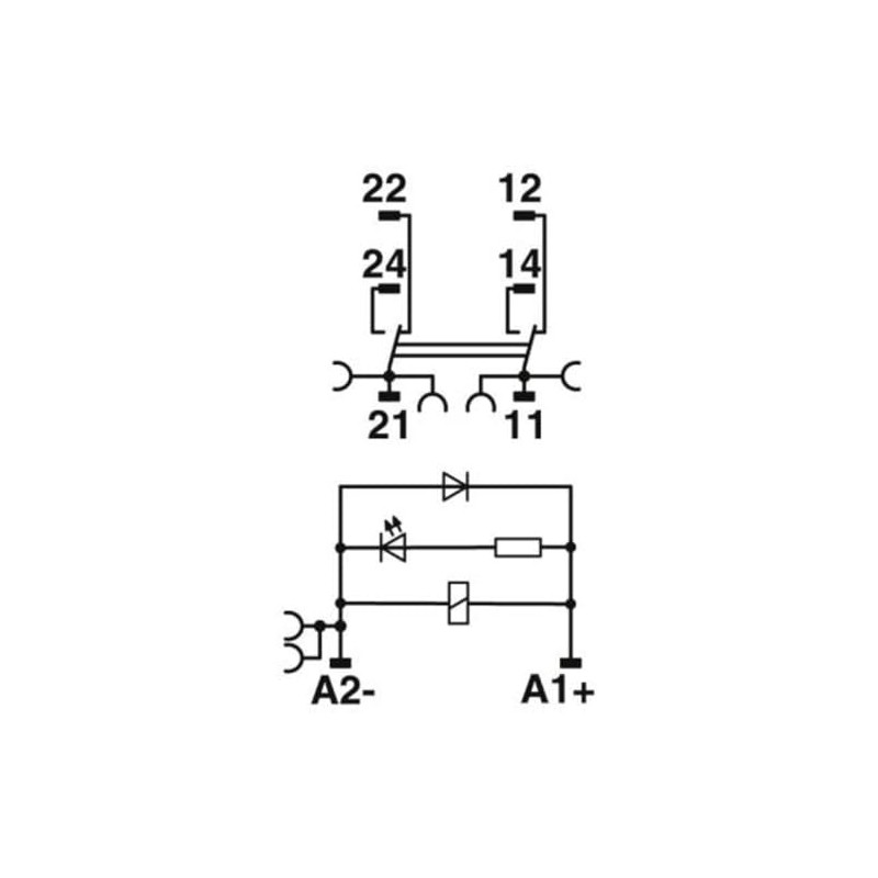 PHOENIX CONTACT RIF-1-RPT-LDP-24DC/2X21/FG Preassembled Relay Module with Relay Base, Safety