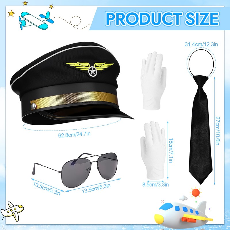 Bryndo 5 Pcs Airline Pilot Costue Set for Kids, Pilot