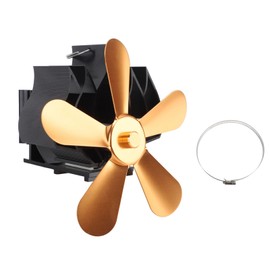 Wall Mounted Fireplace Fan 5 Blade Heat Powered Wood Stove Fan for Wood Log Burning Gold