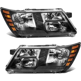 SAFAUTOPARTS Headlights Assembly Pair for 2009-2020 Dodge Journey SE SXT GT R/T Direct Replacement Headlamps Driver and Passenger Side,Black Housing Amber Reflector
