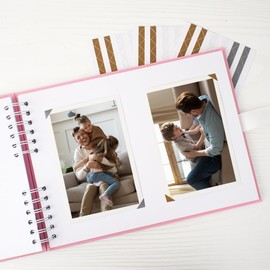 Yopih Scrapbook Photo Book with 100 White Pages 29x21.5 cm DIY Album Set with Corner Stickers for Baby Shower Birthday Travelling Wedding, Blue