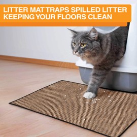 Neater Pets Jute Cat Litter Trapping Mat - Catches Spilled Litter Mess from Kitty Litter Box to Protect Floors, Soft on Cats Paws, Anti-Skid Backing, Easy to Clean, Checkered, 24" x 36"