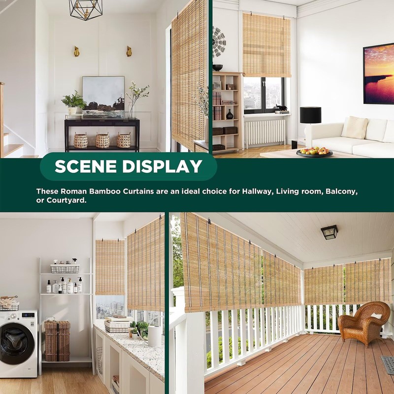 Bamboo Blinds for Interior Windows, Easy to Install Bamboo Shades