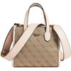 GUESS Womens Silvana Crossbody, Mini Tote, Top Handle, Latte Logo/Rosewood