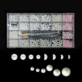 Nail art large capacity 20 types of various pearl stones + picker + tweezers set (WAE14FB) / 네일아트 대용량 각종 진주스톤 20종+픽커+핀셋 세트 (WAE14FB)
