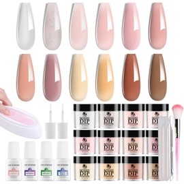 SUTOKAKA Dip Powder Nail Kit Starter, 12 Colors Clear Nude Pink Glitter Acrylic Dipping Powder Liquid Set with Top Base Coat Activator French Dip Tray for Manicure Nail Art Design 25Pcs
