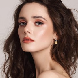 DAYLINLOVE Sunflower Earrings 925 Sterling Silver Butterfly Dangle Drop Earrings Sunflower Hoop Earrings Flower Jewellery Anniversary Valentines Day Gifts for Women Girls Sunflower Lover