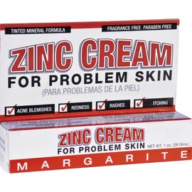 Margarite Zinc Cream - Acne - Rashes - Itching - Fragrance Free - Paraben Free -1 oz (Pack of 2)