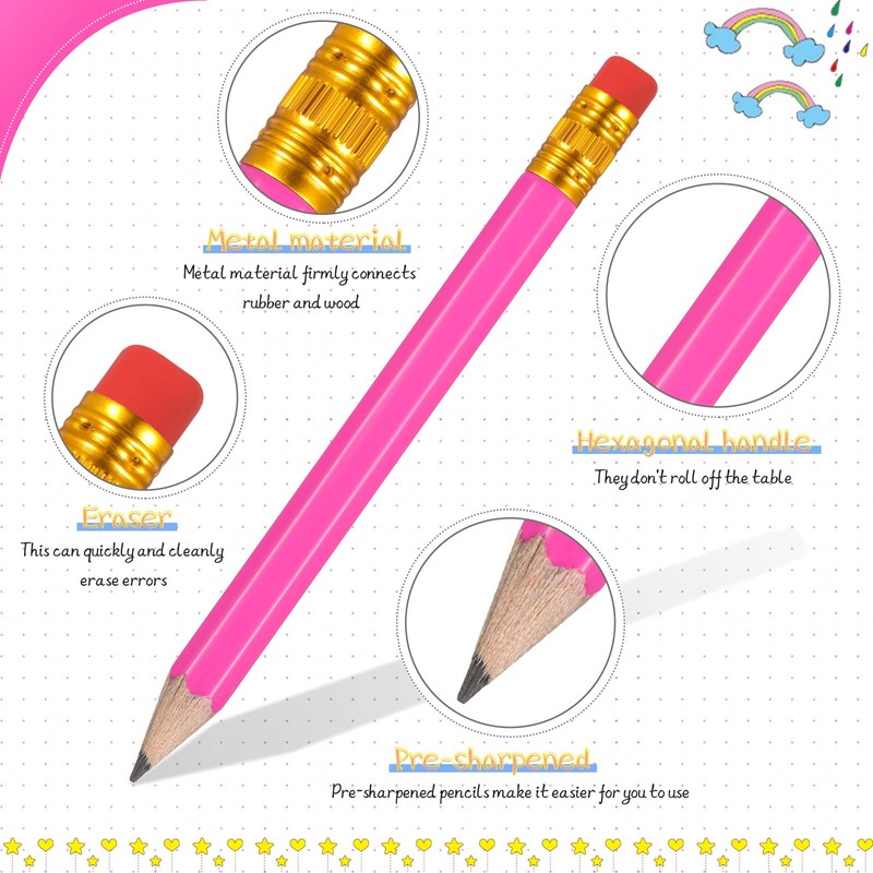Zonon 24 Pcs Rose Red Golf Pencils with Erasers Mini