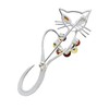 Cat/Kitty/Kitten/Feline Silver Brooch Pin/Clip in Multi-Coloured Amber for Women -