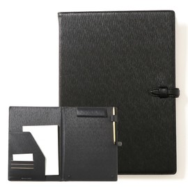 Genuine Leather Binder A4 Clipboard, Grain Embossed Leather, High Quality, Thin, A4 Size, Leather File, Document Case, Bifold Clip, Multifunction, File Board, Unisex, Black