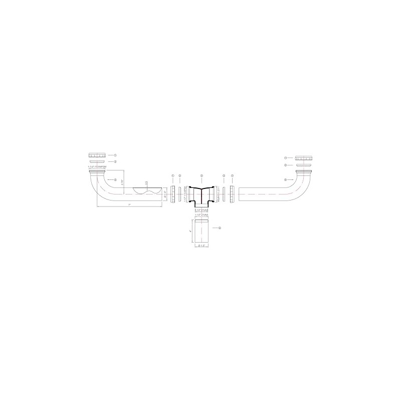 ZM 1-1/2 Inch x 16 Inch Kitchen Sink End Waste
