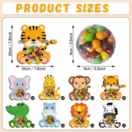 Jungle Safari Animals Party Favor Jungle Animals Candy Box with 24PCS Cute Zoo Animals Cards and Transparent Plastic Candy Domes for Kids Happy Birthday Baby Shower Wild One Party Candy Holder
