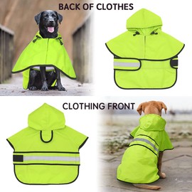 Candofly Dog Raincoat Hooded Poncho - Adjustable Waterproof Dog Rain Jacket Lightweight Reflective Dog Rain Coat Pet Slicker for Small Medium Large Dogs (Large, Green)