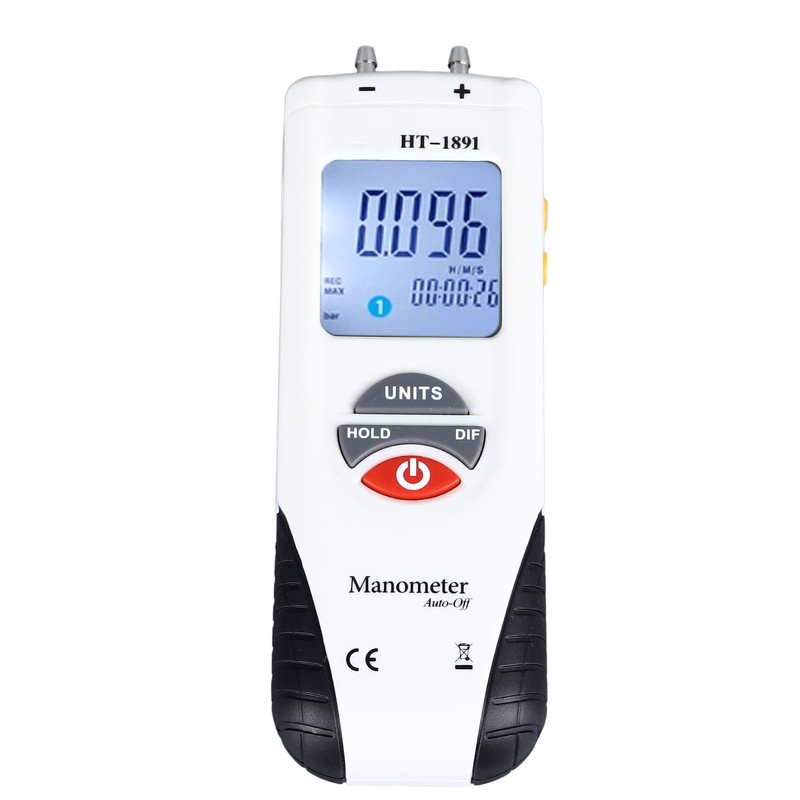 Digital Manometer Backlit Display Differential Dual Port Air and Gas