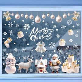 251 Pcs 3D Christmas Window Clings, Christmas Snowflake Window Decorations for Christmas Window
