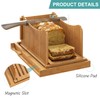Large Bamboo Bread Slicer with Serrated Knife, Adjustable Bread Slicer