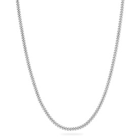 KRKC&CO Men’s Chain Necklaces, Bevel-Cut Cuban Link Chains 3mm, Stainless Steel Anti-Tarnish Hypoallergenic, Necklace Summer Jewelry Gift for Man 22in