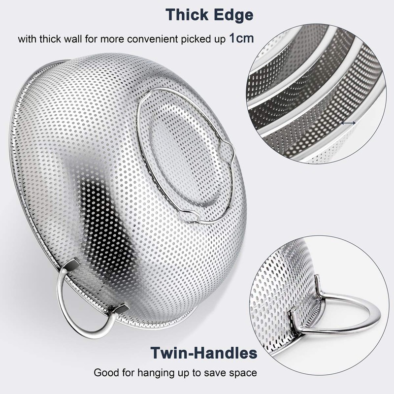 HaWare Colander Stainless Steel, 5-Quart Large Colanders with Handle &