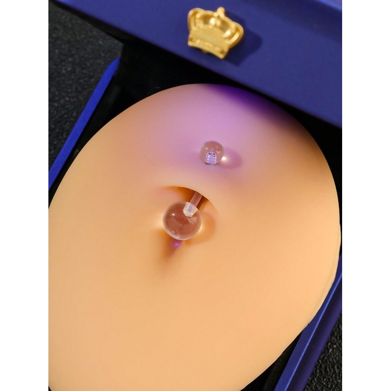 NIUSIMAN 14G Clear Belly Button Rings, Bioflex Plastic Bar Belly