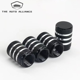 THE AUTO ALLIANCE 4x Car Tire Tyre Wheel Air Port Dust Cover Ventil Rim Valve Stem Caps - Black