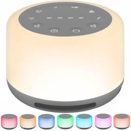 LeCoirrax White Noise Machine for Baby Adult, 3 in 1 Sleep Sound Machine with 30 Soothing Sounds, 7 Night Light, Wireless Speaker, 3 Timer, Memory Function for Sleeping Relaxing Travel, Grey/White