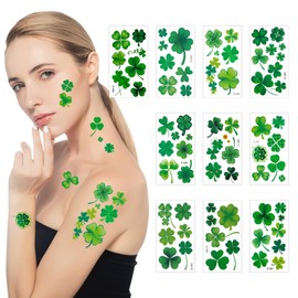Hamiutci Hamiutci St Patricks Day Tattoos, St Patricks Day Shamrock Temporary Tattoo St. Patrick's Day Shamrock Face Stickers, Waterproof Saint Patricks Day Clover Tattoos Art Make up Deco Irish Party Favors