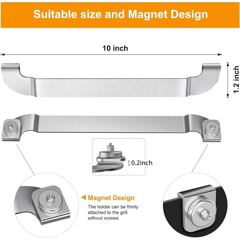 10 Inch Griddle Spatula Holder Magnetic Design, Stainless Steel Grill