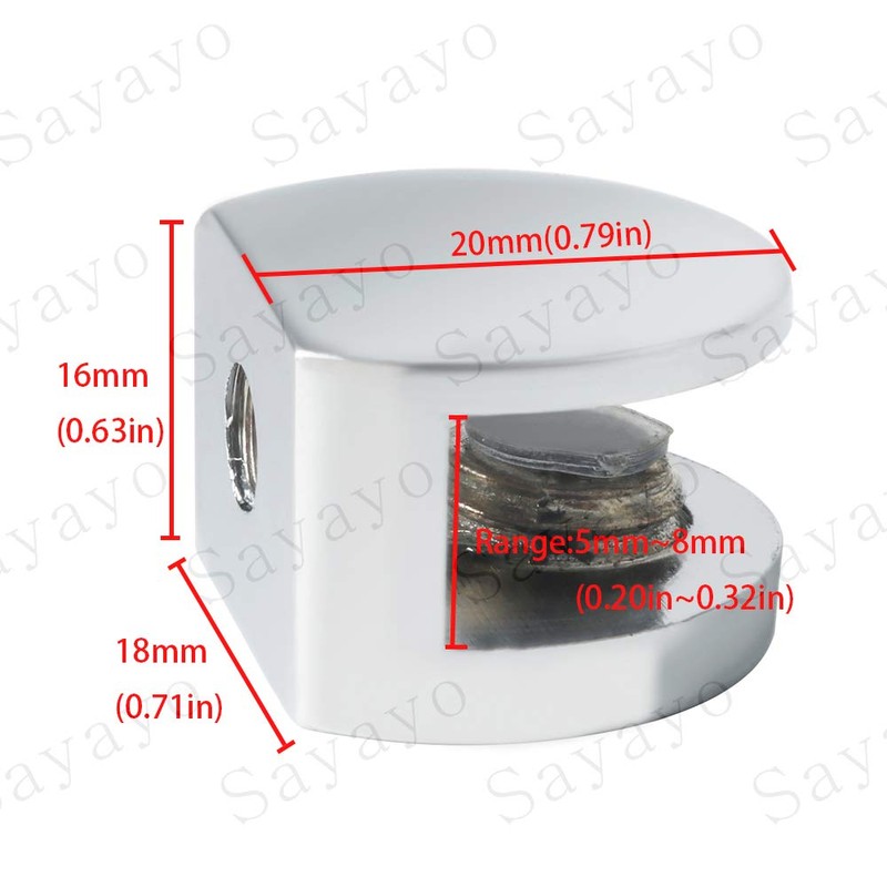 SAYAYO Glass Shelf Brackets, Glass Clamp Glass Railing for 5-8
