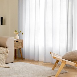 EMEMA Colour Pure Transparent Window Curtains, Smooth Panels Window Curtain Curtains Elegant Treatment for Bedroom Living Room Eyelet Curtains 2 Panels 140 x 225 cm Grey