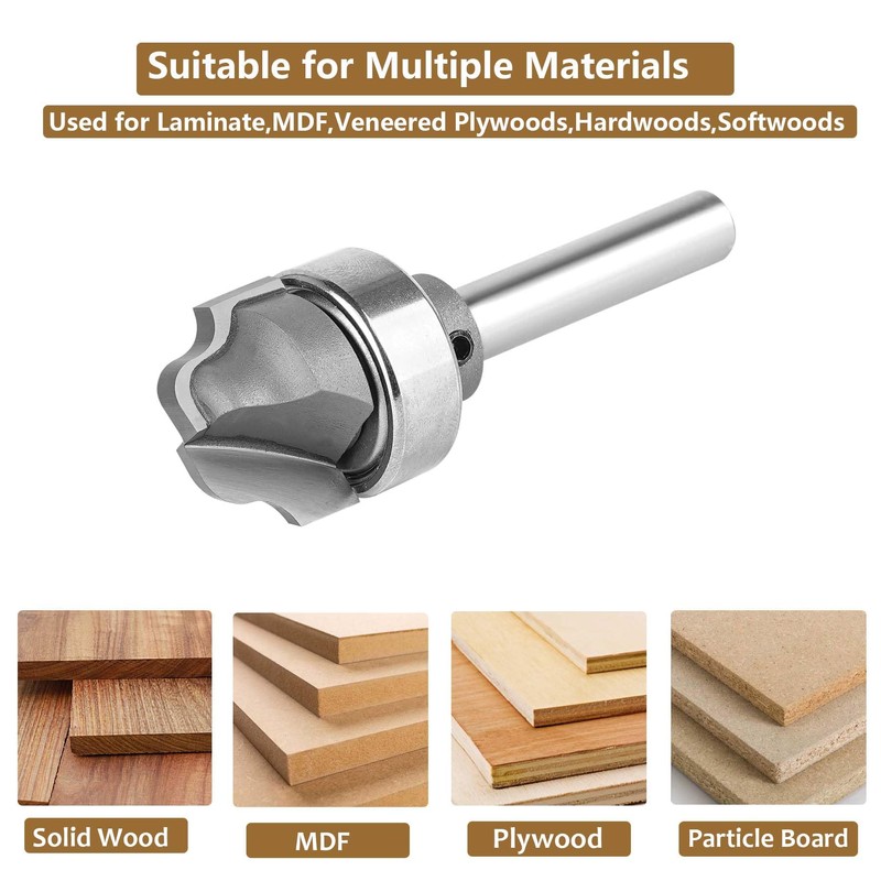 SpeTool Juice Groove Router Bits with Bearing 1/8" Radius 1/4"
