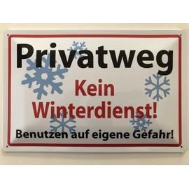 Tin Sign 20 x 30 cm Curved Privatweg No Winter Service Warning Sign Decorative Gift Sign